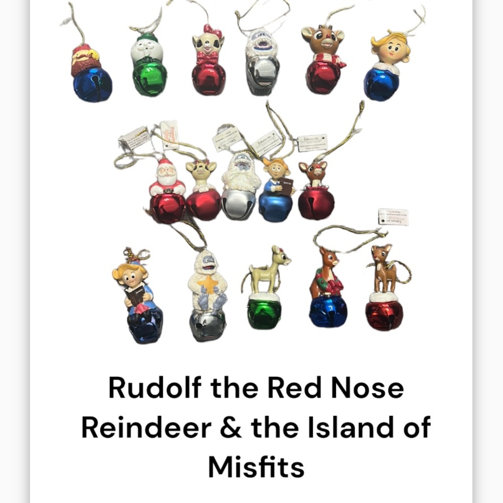 Set 16 vtg Jingle Buddies Rudolf the Red Nose Reindeer Christmas tree ornaments